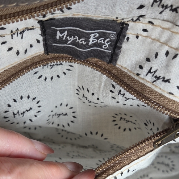 Myra Bag Elegant Gray and Brown Tote - Picture 12 of 16